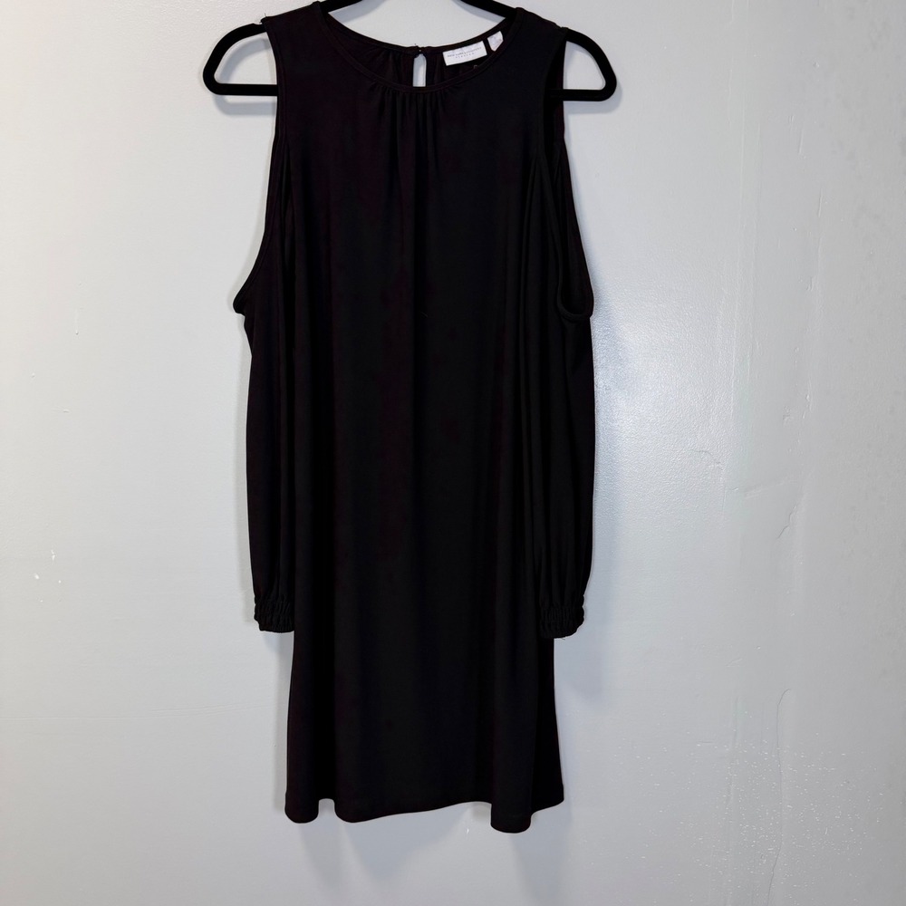 New York & Company Black Cold Shoulder Long Sleeve Shift Dress 4359 Small New